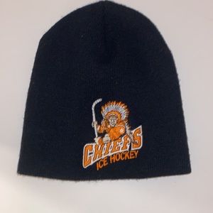 Kansa City Chiefs Ice Hockey Logo Knit Black with Chiefs Logo in Orange Beanie